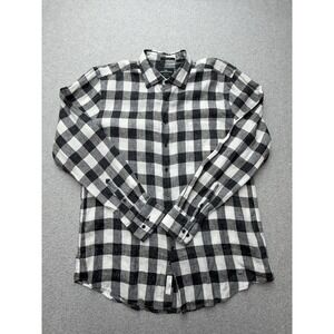 Rodd & Gunn Shirt Mens XL Gray Check Linen Long Sleeve Slim Fit Button Front